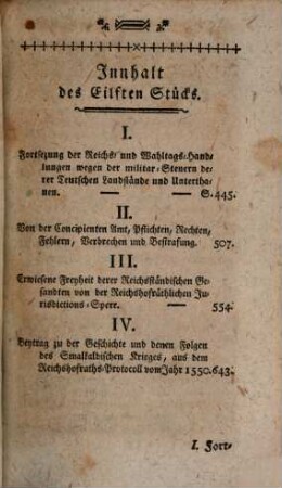 Johann Jacob Mosers, Königlich-Dänischen Etats-Raths, Abhandlung verschiedener besonderer Rechts-Materien. 11