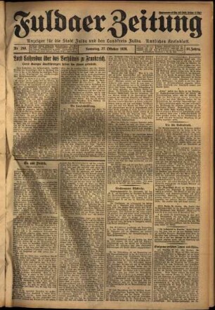 Erste Ausgabe vom Samstag, den 27. Oktober 1928.