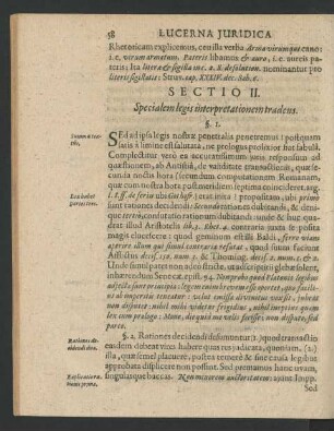 Sectio II. Specialem legis interpretationem tradens.