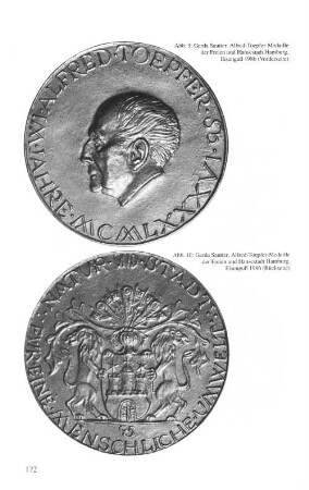 Abb. 9: Gerda Sautter, Alfred-Toepfer-Medaille der Freien und Hansestadt Hamburg, Eisenguß 1986 (Vorderseite) Abb. 10: Gerda Sautter, Alfred-Toepfer-Medaille der Freien und Hansestadt Hamburg, Eisenguß 1986 (Rückseite)