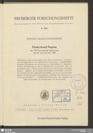 Förderband-Tagung im VEB Gummiwerk Ballenstedt am 22. und 23. Mai 1958