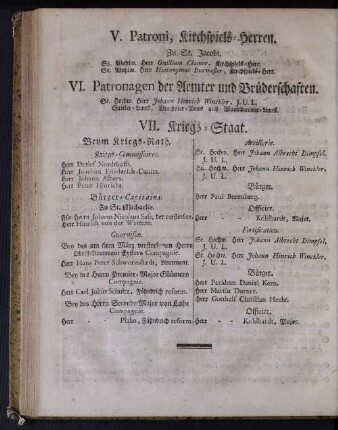 VI. Patronagen der Aemter und Brüderschaften.
