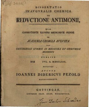 Diss. inaug. chem. de reductione antimonii