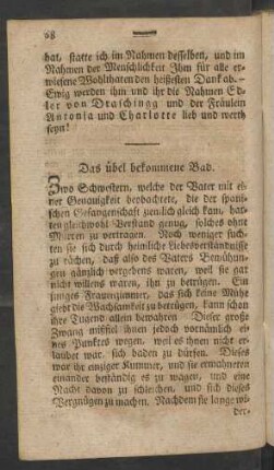 Das übel bekommene Bad