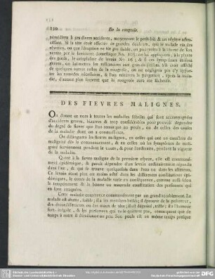 Des Fievres Malignes