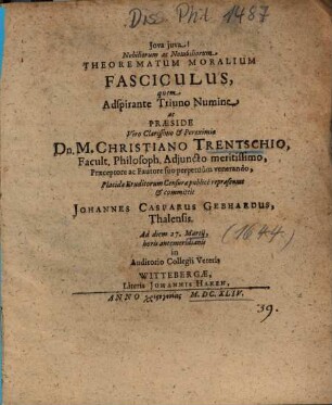 Theorematum Moralium Fasciculus