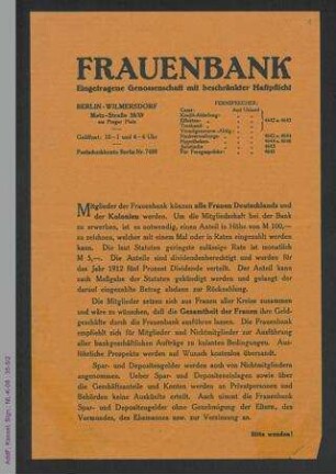 Infoblatt Frauenbank