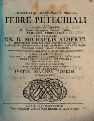 Dissertatio Inauguralis Medica, De Febre Petechiali