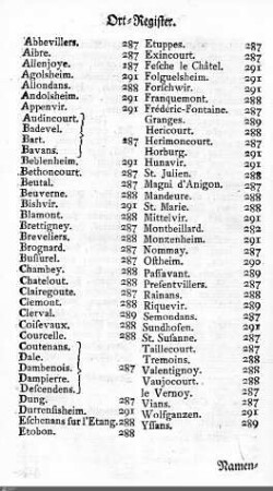 Ortsregister Mömpelgard