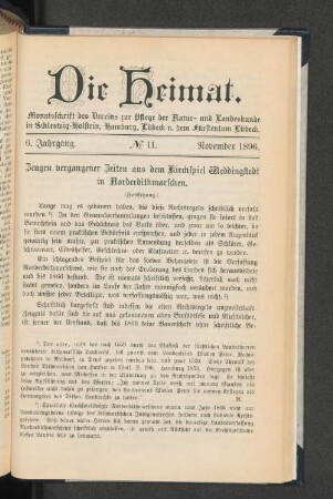 6. Jahrgang No. 11. November 1896.