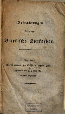 Betrachtungen über das baierische Konkordat