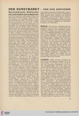 Der Kunstmarkt - Von den Auktionen