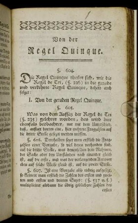 Von der Regel Quinque.