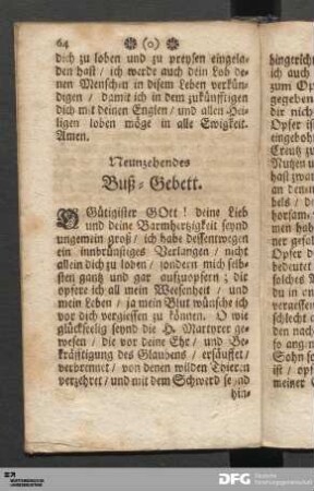 Neunzehendes Buß-Gebett.