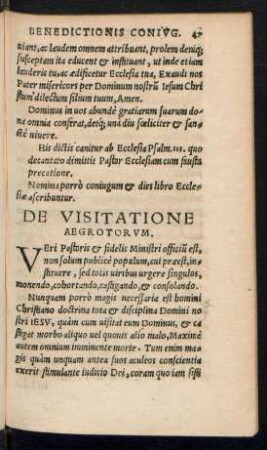 De Visitatione Aegrotorum.