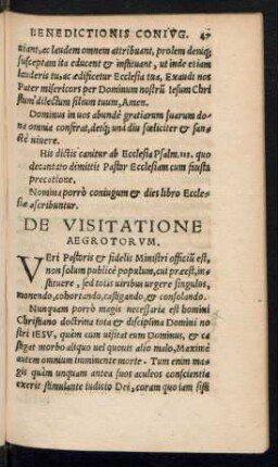De Visitatione Aegrotorum.