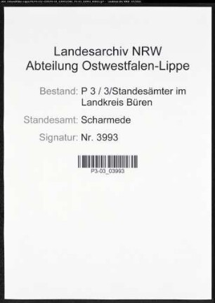 Heiratsregister Standesamt Scharmede