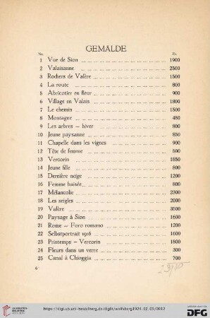 Gemälde (Nr. 1-52)
