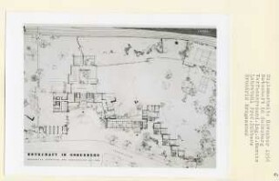 Botschaft in Godesberg, Bonn-Bad Godesberg (Diplomarbeit bei Kurt Dübbers): Gartenplan und Grundriss Erdgeschoss 1:200