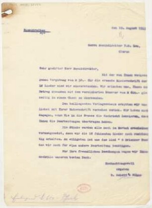 Brief an Ferdinand Oscar Leu : 19.08.1915