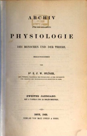 Archiv für die gesamte Physiologie des Menschen und der Thiere. 2, 2. 1869