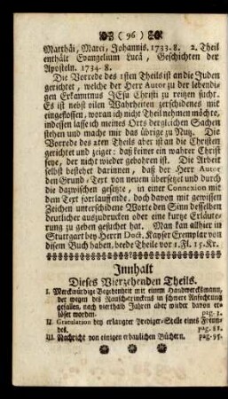 Innhalt Dieses Vierzehenden Theils