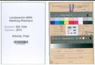 Entnazifizierung Peter Schmitz , geb. 03.03.1903 (Bauarbeiter)