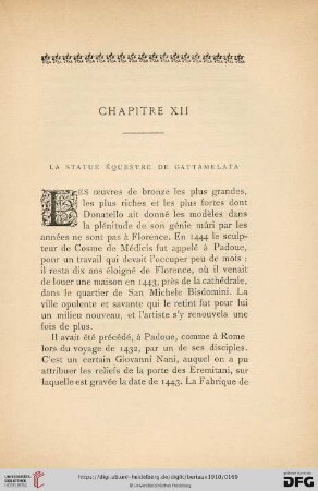 Chapitre XII: La statue équestre de Gattamelata