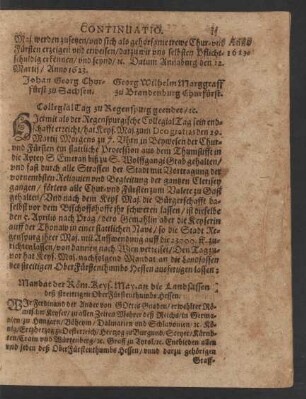 CollegialTag zu Regenspurg geendet/ etc.