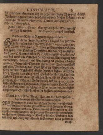 CollegialTag zu Regenspurg geendet/ etc.