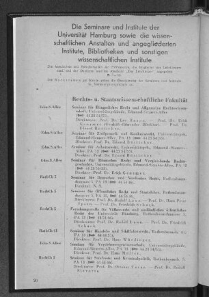 Die Seminare und Institute der Universität Hamburg sowie die wissenschaftlichen Anstalten und angegliederten Institute, Bibliotheken und sonstigen wissenschaftlichen Institute