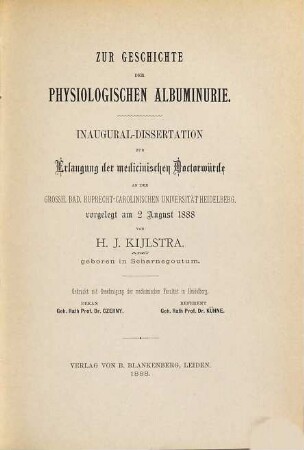 Zur Geschichte der physiologischen Albuminurie