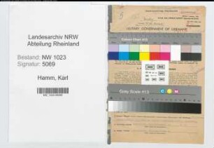 Entnazifizierung Karl Hamm , geb. 02.09.1896 (Maurer)