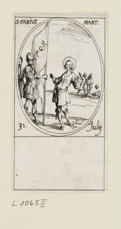 Juli - Heiliger Fabianus, Blatt 65 der Folge "Les images de tous les saincts et saintes de l'année"