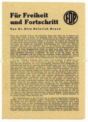 Propagandaschrift der FDP zu den Kommunalwahlen in der britischen Besatzungszone 1946