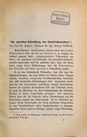 Kleine medizinische Abhandlungen : Separatabdrücke und den Münchener Medizin. Wochenschrift. 2