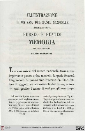 9: Illustrazione di un vaso del Museo Nazionale rappresentante Perseo e Penteo : memoria