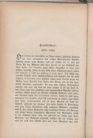 Hauslehrer. 1872-1880.