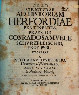 Stricturae ad historiam Herfordiae pertinentes
