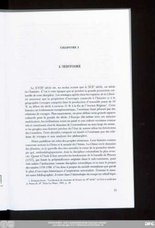 Chapitre I L'Histoire