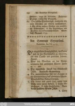 Am Sonntage Sexagesimä. Evangelium, Luc. VIII. 4 - 15.