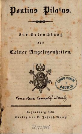 Zur Beleuchtung der Cölner Angelegenheiten