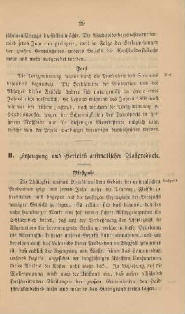 II. Erzeugung und Vertrieb animalischer Rohproducte.