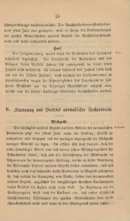 II. Erzeugung und Vertrieb animalischer Rohproducte.