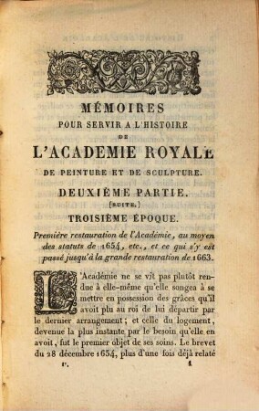 Mémoires pour servir à l'histoire de l'Académie Royale de Peinture et de Sculpture : depuis 1648 jusqu'en 1664. 2