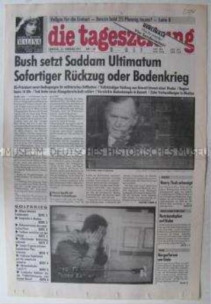 Fragment der Ost-Ausgabe der "tageszeitung" überwiegend zum Krieg im Irak