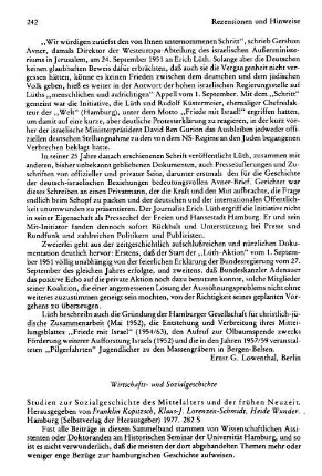 Studien zur Sozialgeschichte des Mittelalters und der frühen Neuzeit, hrsg. von Franklin Kopitzsch, Klaus-J. Lorenzen-Schmidt, Heide Wunder : Hamburg, Selbstverlag, 1977