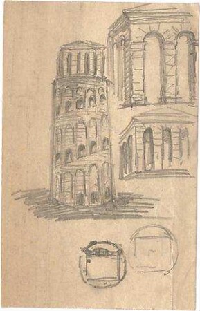 Hildebrand, Adolf von; Berg am Starnberger See - Rottmannshöhe (Bayern); Bismarckturm - Grundrisse, Gebäude (Perspektive)