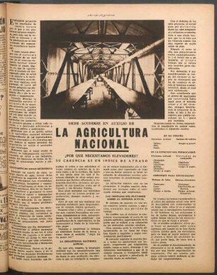 Debe acudirse en auxilio de la agricultura nacional : ¿Por qué necesitamos elevadores? Su carencia es un índice de atraso