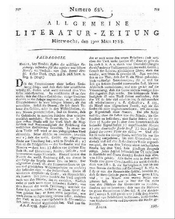 Hensel, Johann Daniel: System der weiblichen Erziehung. - Halle : Hendel Th. 1. - 1787